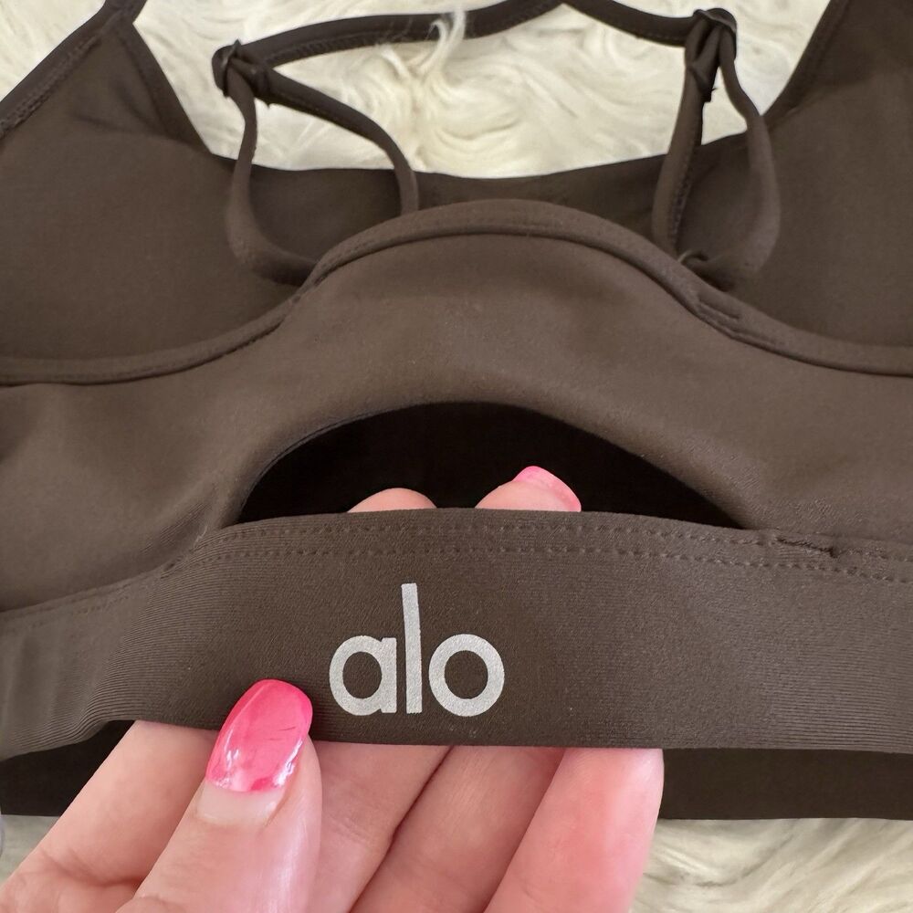Alo Yoga Airlift Intrigue Bra Women’s Large Espresso Adjustable Straps NWT $78 - Picture 10 of 15